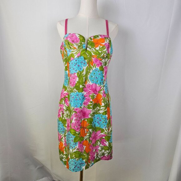 Milly Of New York Floral Sundress Size 8 Silk Floral Pink Blue Girlcore Coquette - Picture 4 of 11